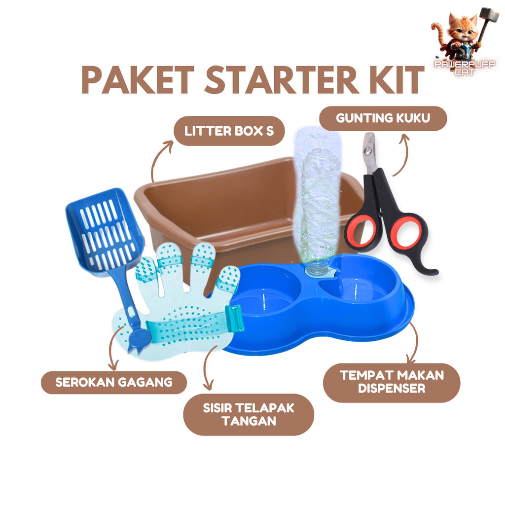 Jual PPC Paket Starter Kit 5in1 Perlengkapan Kucing Lengkap Litter Box ...