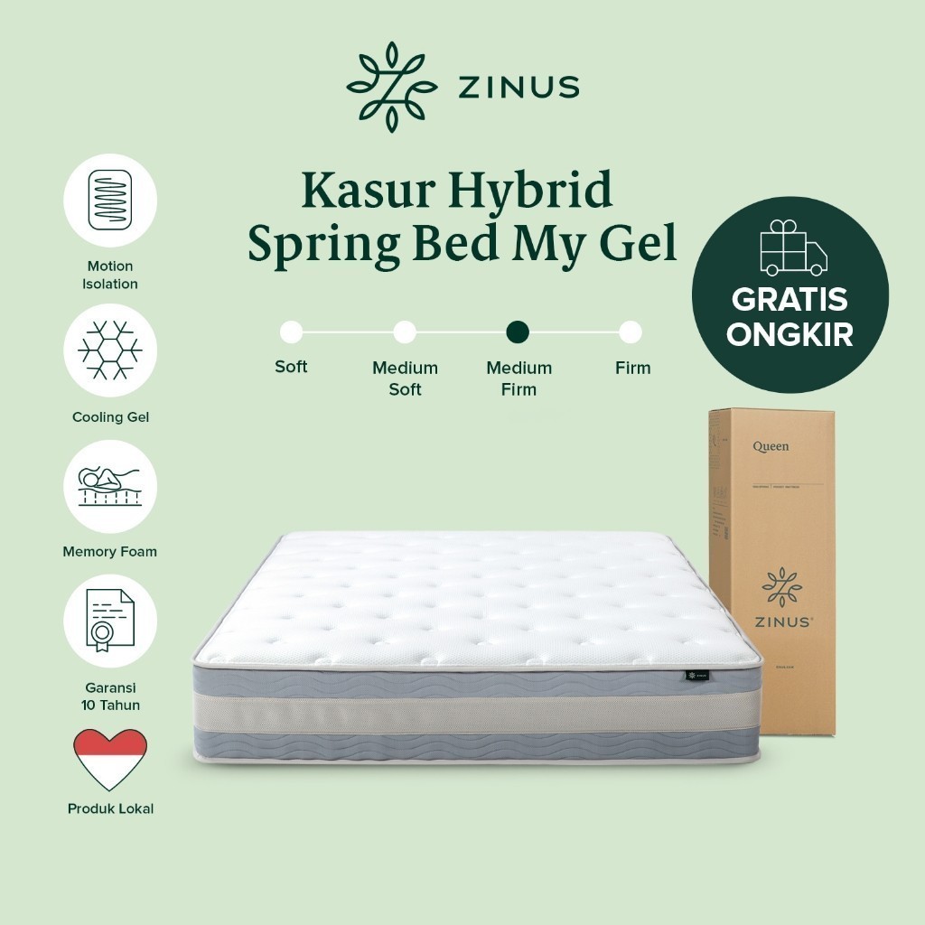 Jual FINE Spring Bed Zinus Hybrid My Gel Memory Foam Mattress in a