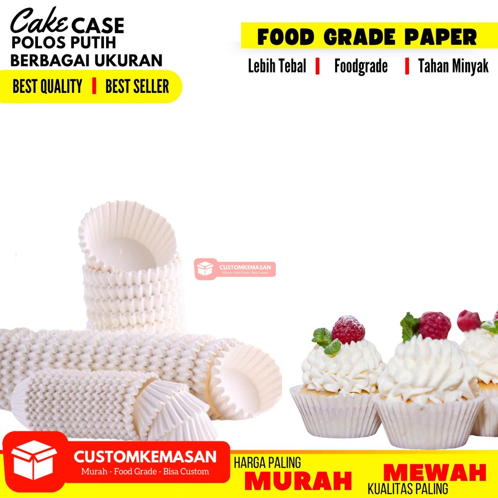 Jual Cake Case Putih Berbagai Ukuran / Kertas Kue Cupcake Putih Isi ...