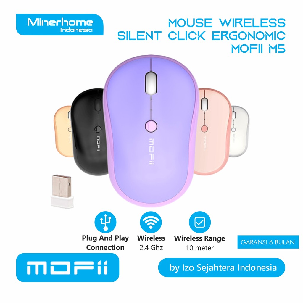 Jual MOFii Mouse Wireless+Bluetooth 2.4Ghz Silent Click Ergonomic M5AG ...