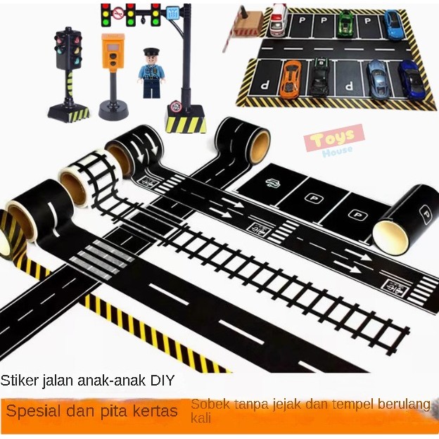 Jual Mainan Sulap Stiker DIY Parkir Mobil Anak-anak/Stiker Rel Kereta ...