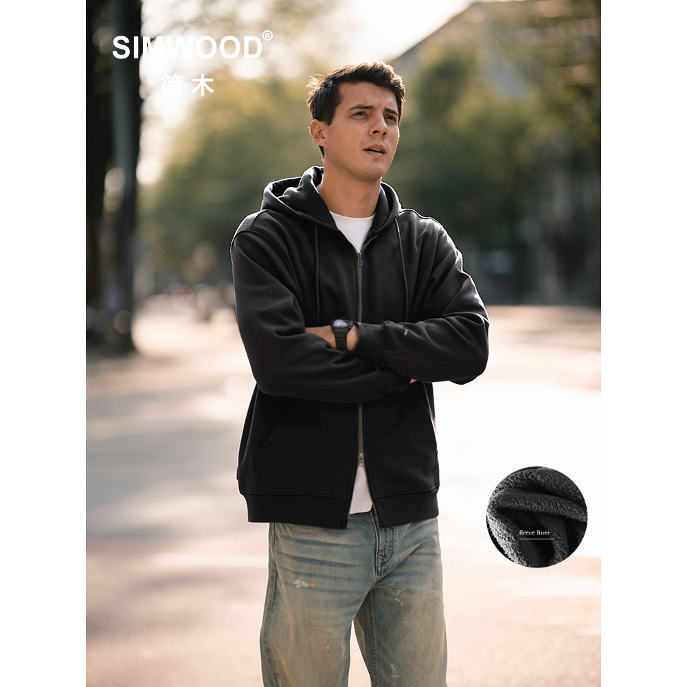 Jual SIMWOOD 2025 Spring Winter New Oversize Full Zip 460gsm Pique ...