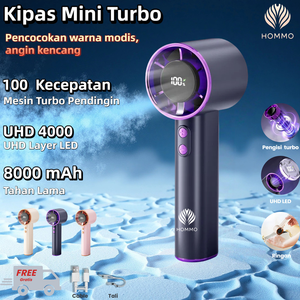 Jual HOMMO Kipas Genggam Mini High Speed 100 Tingkat｜Kipas Angin Motor ...