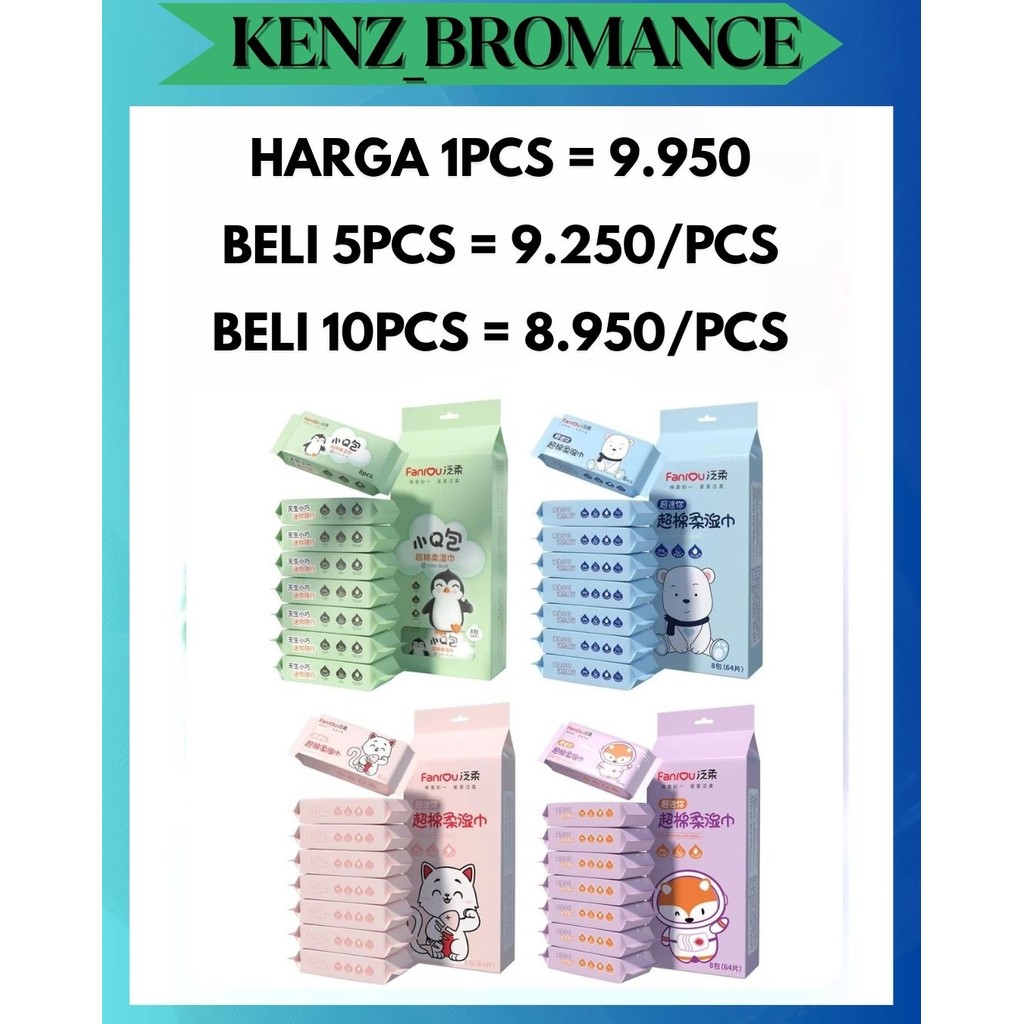Jual KENZ [1 SET 8 PACKS] TISU BASAH MINI WIPES 8in1 KEMASAN UNIK CUTE ...