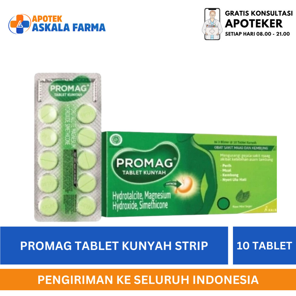 Jual Promag Tablet Strip Isi 10 Tablet / Mengurangi Gejala Sakit Maag ...