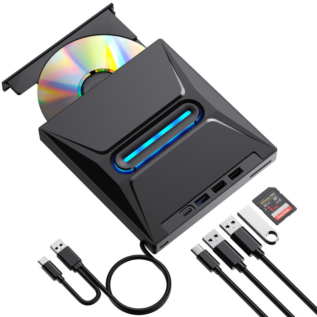 Jual Externes DVD CD USB 3.0 & Type-C CD/DVD +/-RW DVD Drive mit SD TF ...
