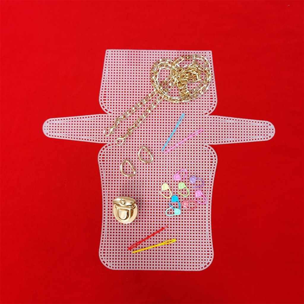 Jual 1pc bag jaring Mesh Plastic Canvas Purse Clutch Cross Stitch