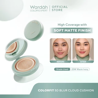 NEW! WARDAH Colorfit 5D Blur Cloud Cushion Matte Finish Tahan Lama Hingga 18 Jam - SPF 50 PA+, Nano-Hyaluron, dan CICA Menyamarkan Pori & Tekstur Wajah Menyatu Dengan Warna Kulit Seharian Non Comedogenic - Cushion Nikita Tahan Lama dengan Bedak - Makeup