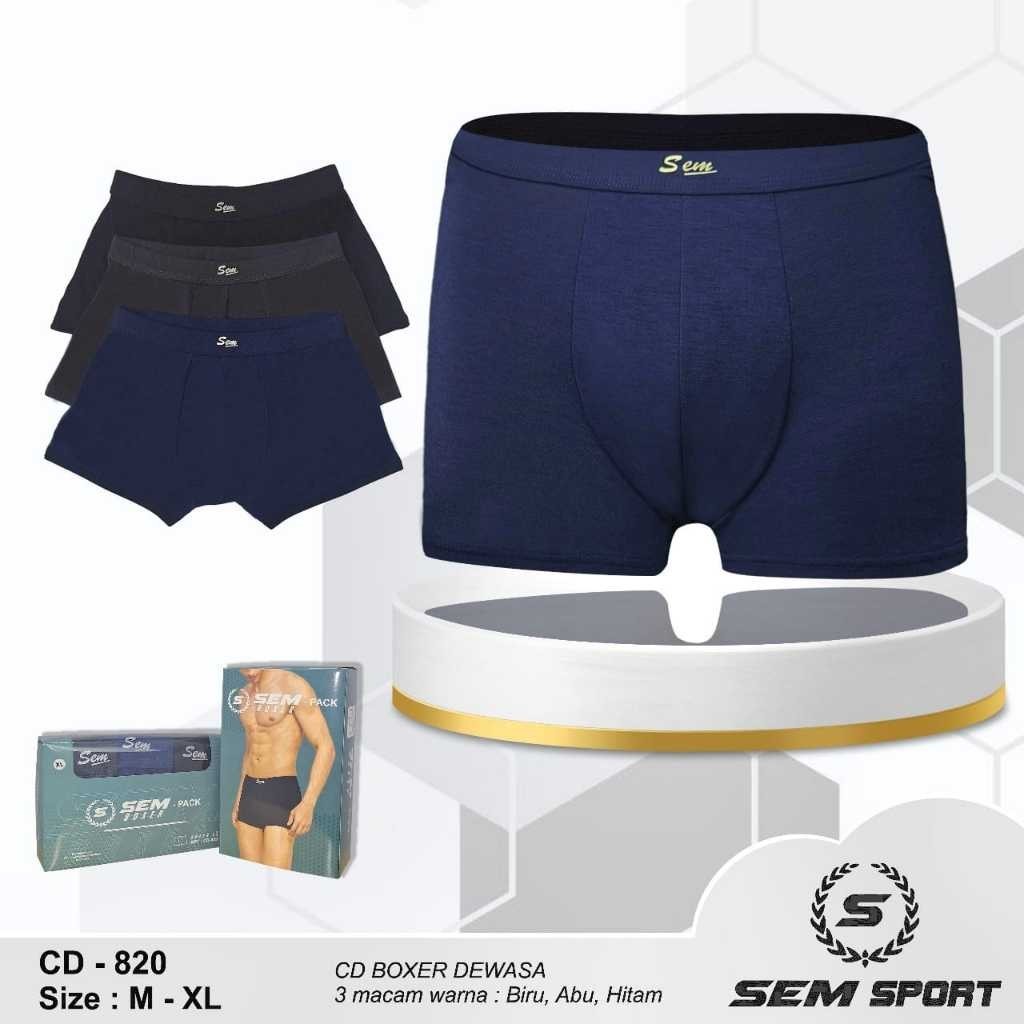 SEM-820 Celana Dalam Boxer (1box Isi 3pcs) Celana Dalam Pria Dewasa / Celana Dalam Laki Laki / Cd Pria Dewasa / Celana Dalam Boxer Pria Dewasa