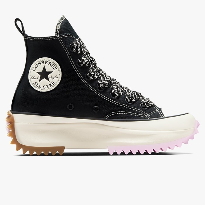 Sepatu Sneakers Wanita Converse CT AS High Run Star Hike Platform Canvas  Black Pink Foam Egret Original A10435C