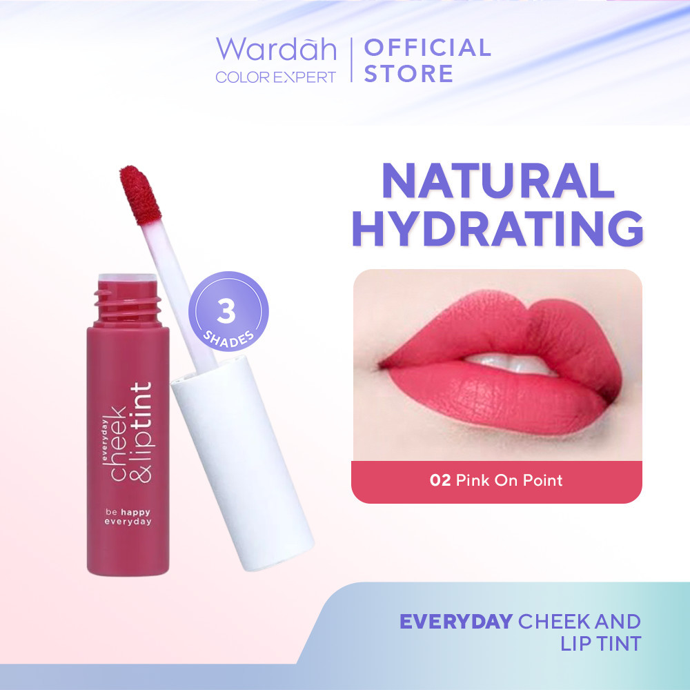 WARDAH Everyday Cheek and Lip Tint - Lips Dengan Warna Intense dan Hasil Natural Ala Korea - Dilengkapi Vitamin E dan Oil - Aroma Wangi dan Tahan Lama - Makeup