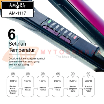 ( ) AMARA AM 1117 Ceramic Glide Plate Hair Straightener Catokan Rambut MY