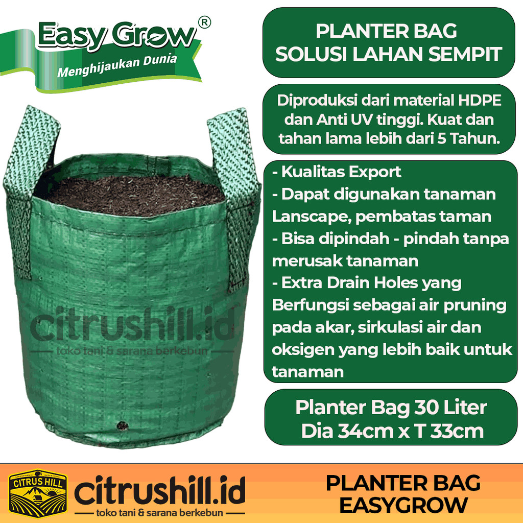 Jual PLANTER PLENTER BAG 30 liter EASY GROW PLANTERBAG POT BUNGA BONSAI ...