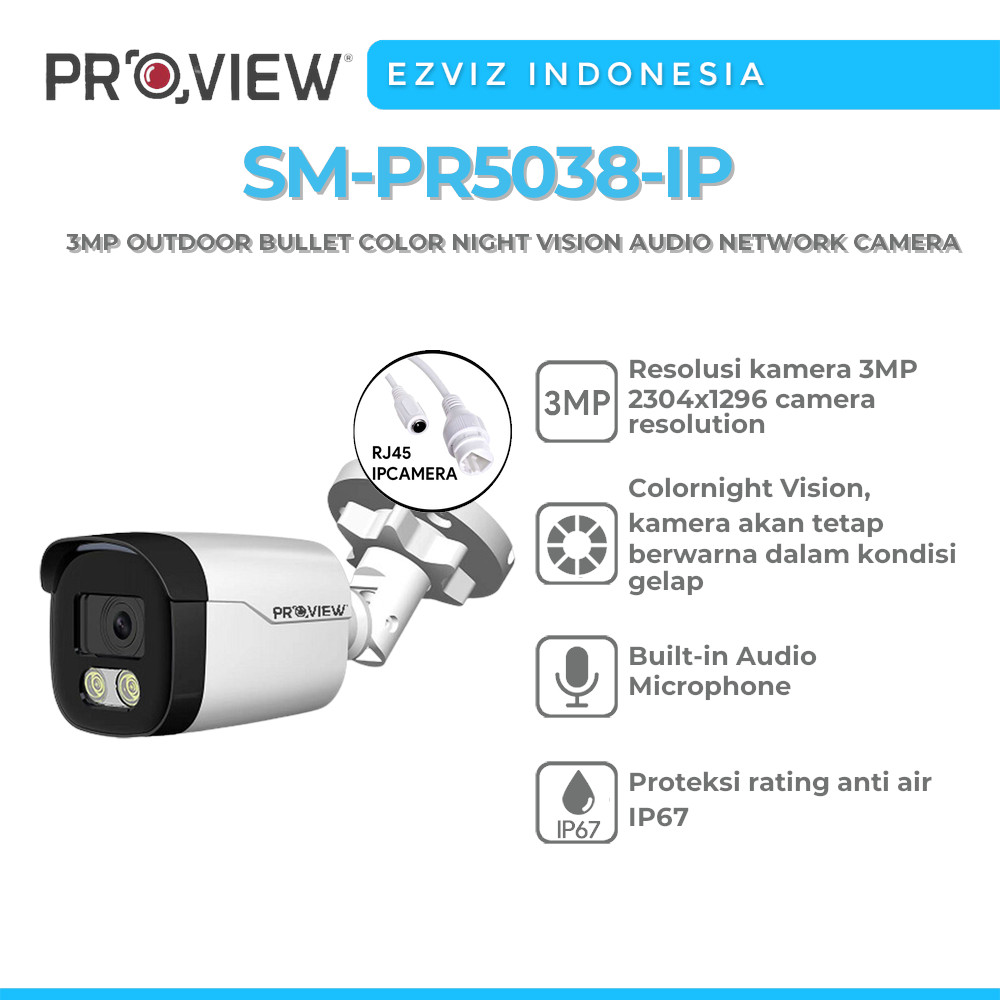 Jual PROVIEW SM-PR5038-IP 3MP OUTDOOR BULLET COLOR NIGHT VISION AUDIO ...
