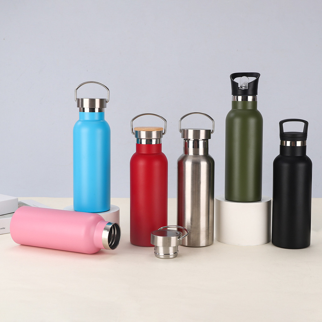 Jual 500 ml Metal Handle Lid Insulated Reusable Tumbler Water Bottle ...