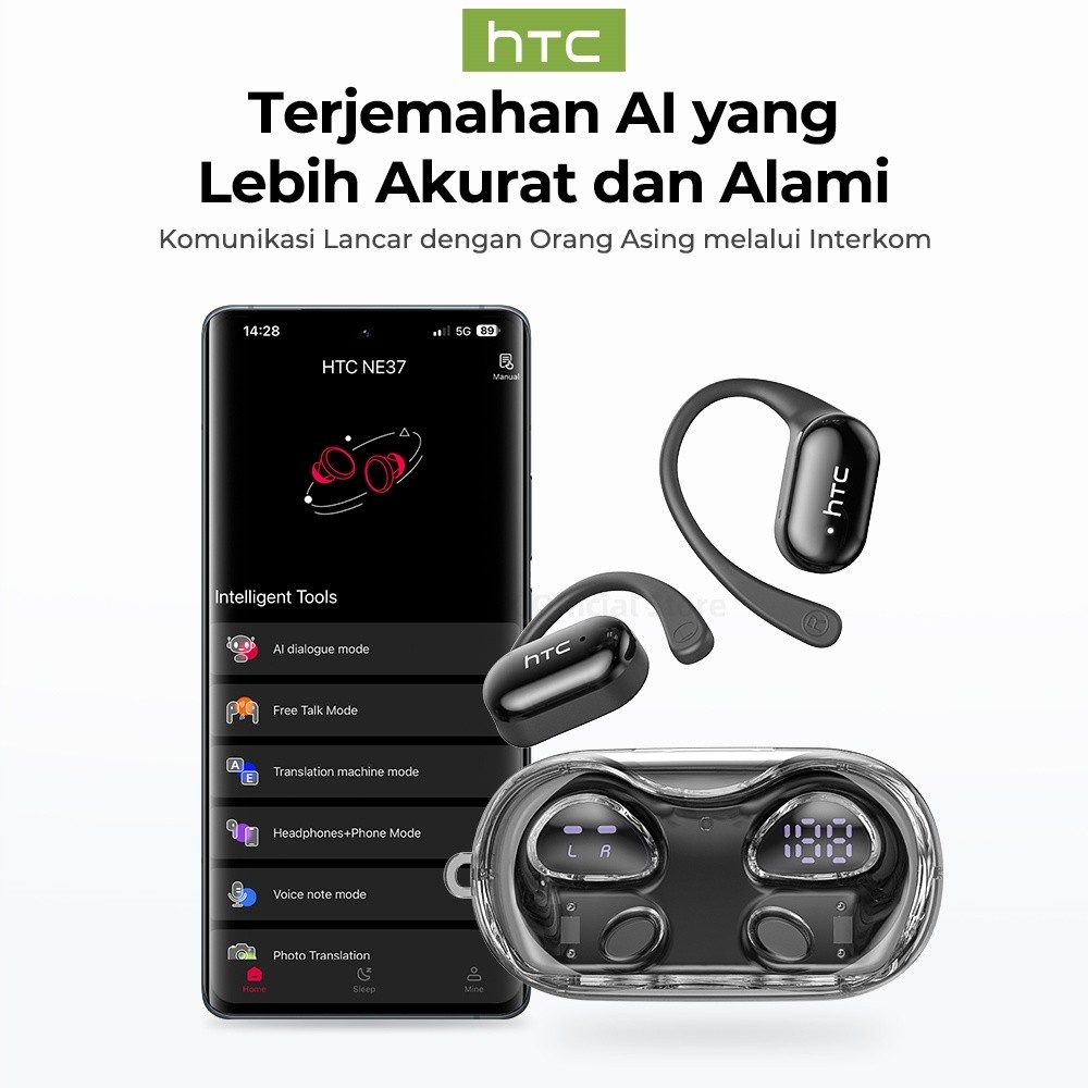 Jual HTC NE37 True Wireless Bluetooth Headset V6.0 OWS TWS Open Ear ...
