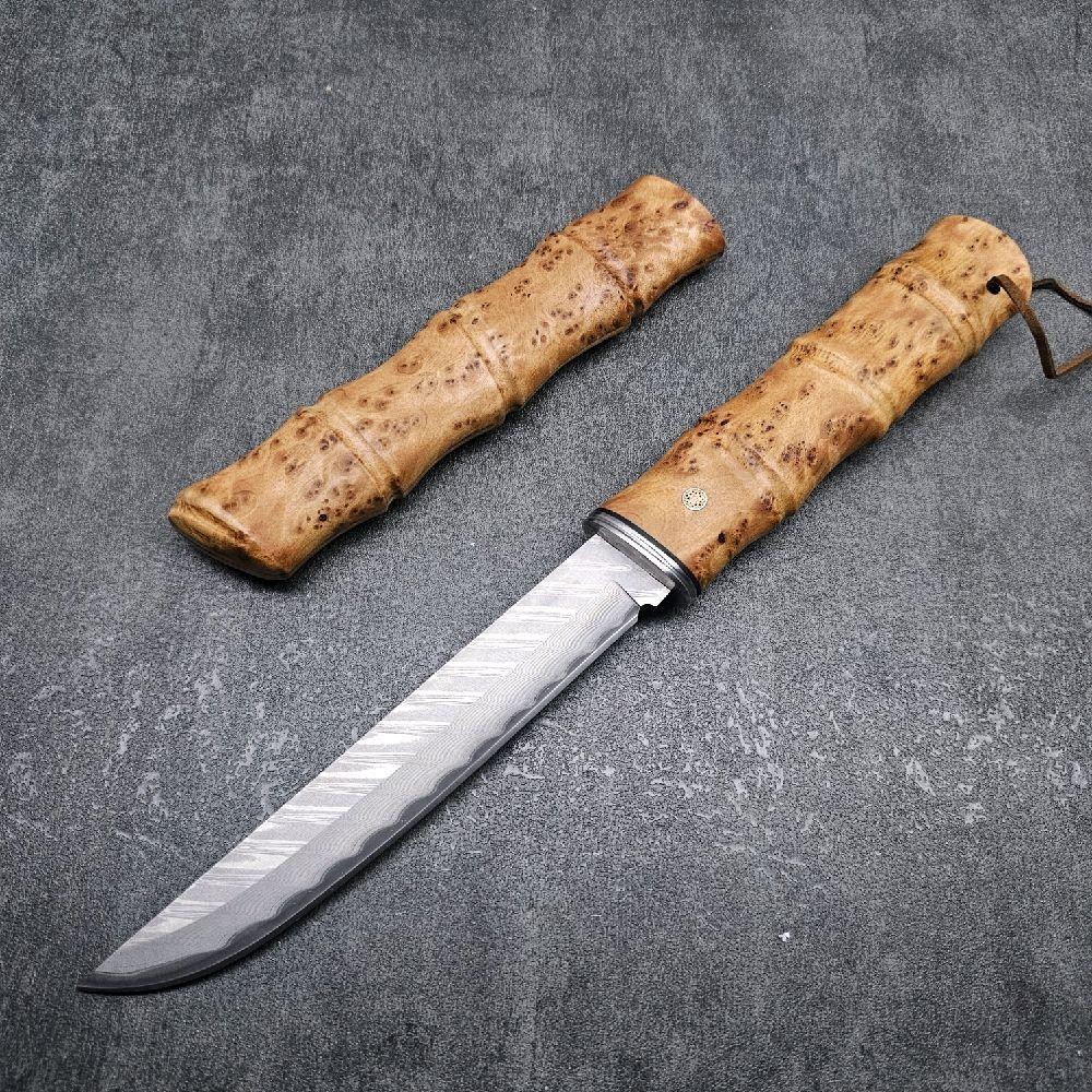 Jual Pisau Dapur Damascus Model Bamboo Panjang Pisau Tanto Iris Potong ...