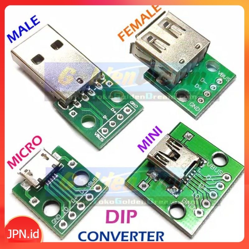 Jual Modul Adapter Power Supply PCB USB Type A Male Female to DIP 2 ...