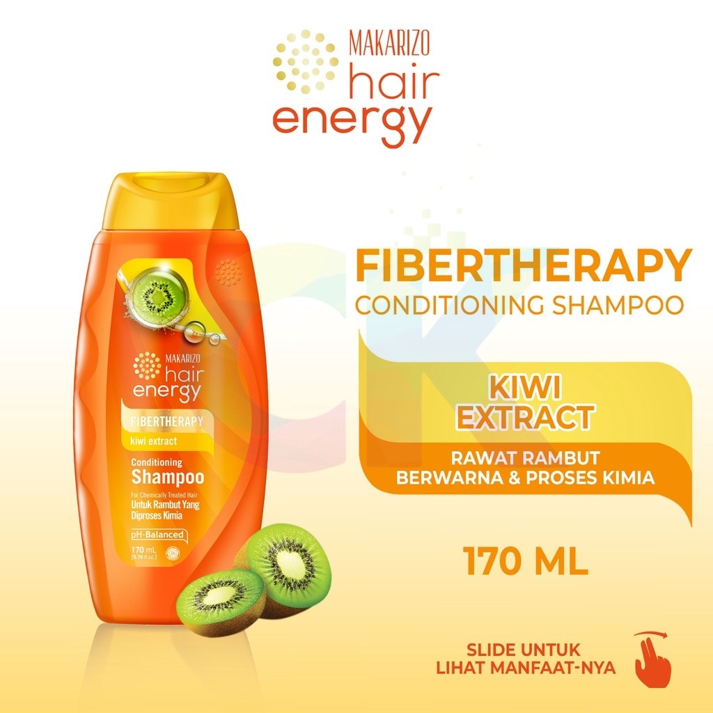 Makarizo Hair Energy Fibertherapy Conditioning Shampoo Kiwi 170 mL / Shampo / Sampo Kondisioner CK