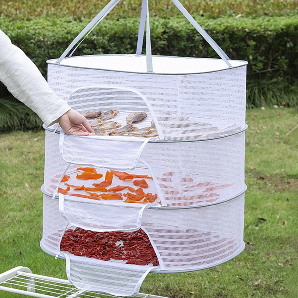 Jual Multi Layer Drying Basket Food Fish Clothes Hanging Drying Net ...