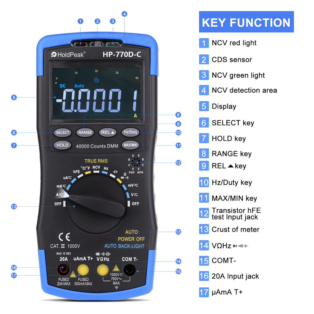 Jual HoldPeak LCD Digital Multimeter,40000 Counts True RMS Auto Range ...