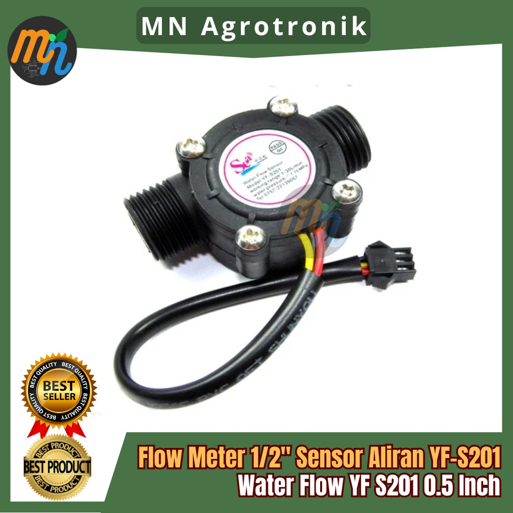 Jual Flow Meter 1/2" Sensor Aliran YF-S201 Water Flowmeter 0.5 Inch YF ...