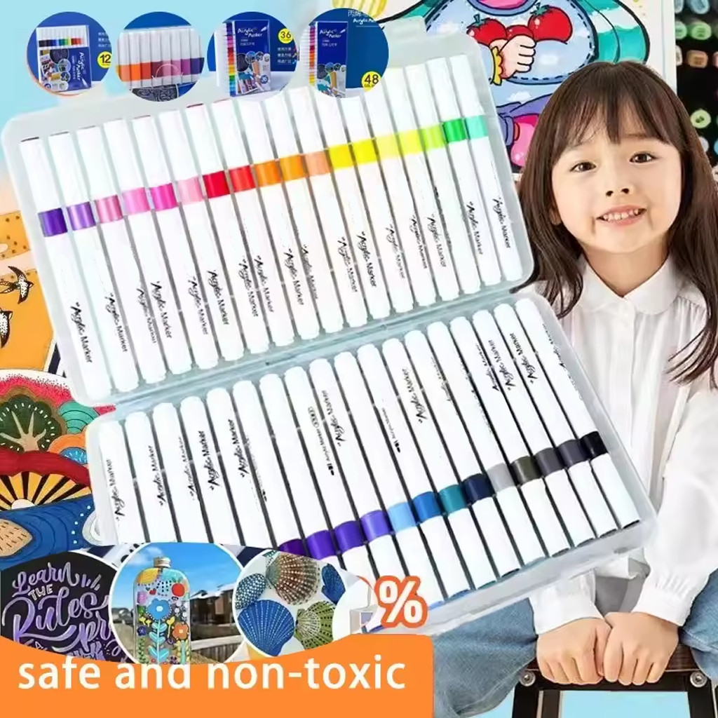 Jual FM 24/36/48/60/80 Colors Pen Akrilik Marker Warna Cepat Kering ...