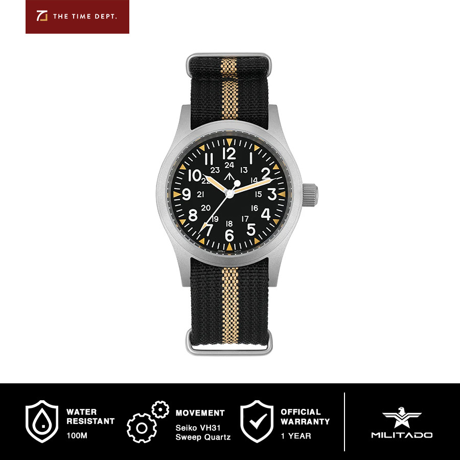 Jual Militado ML05 Black Dial NATO Strap 38mm Jam Tangan Pilot Field ...