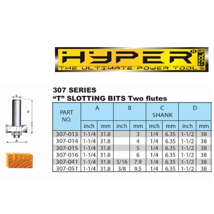Jual Mata Profil Mata Router 307 T Slotting Bit Two Flutes HYPER - 6mm ...