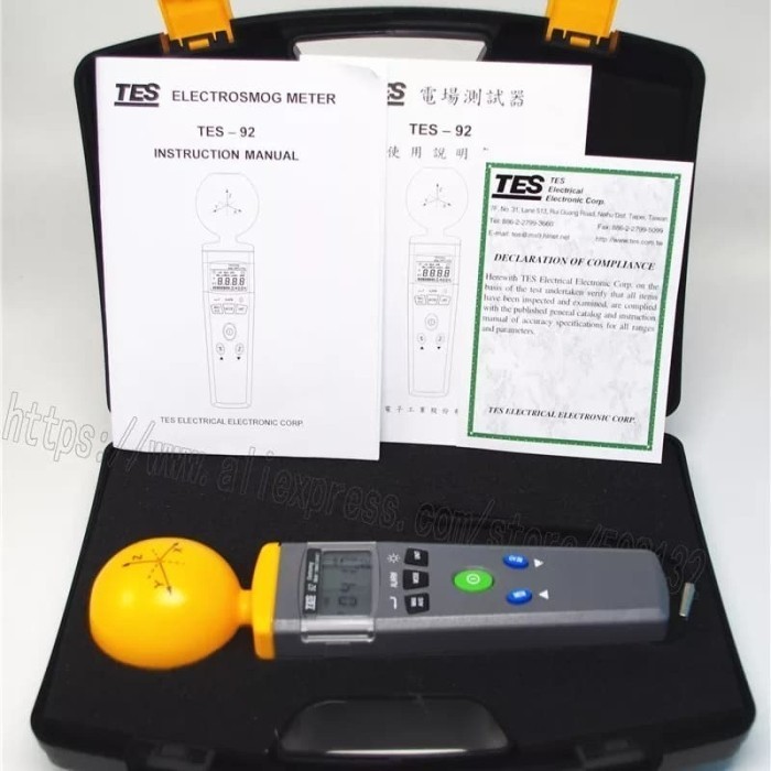 Jual TES-92 EMF Meter Triaxial Data Logger electromagnetic radiation ...
