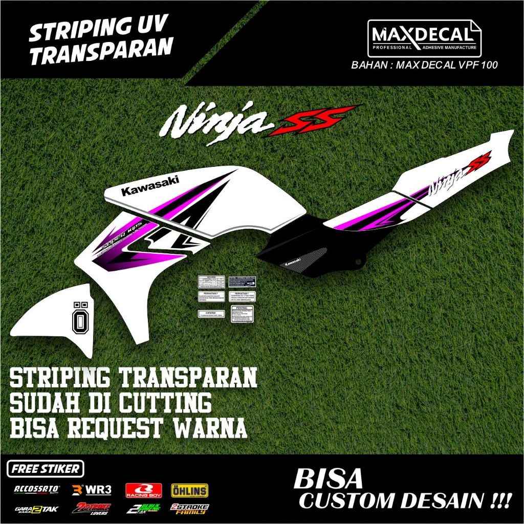 Jual striping sticker ninja ss transparan racing minimalis merah hijau ...