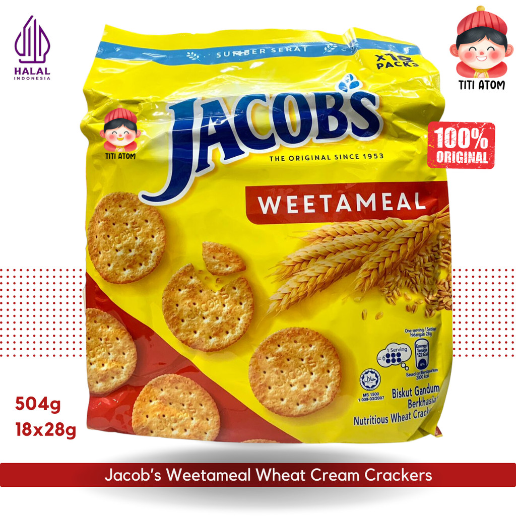 Jual Jacobs Jacob's Weetameal Cream Crackers Biscuit Gandum 504g 18x28g ...