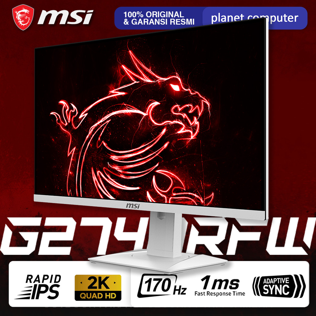 Jual Monitor LED MSI G274QRFW 27" IPS 1440P QHD 170HZ 1ms HDR Ergo ...