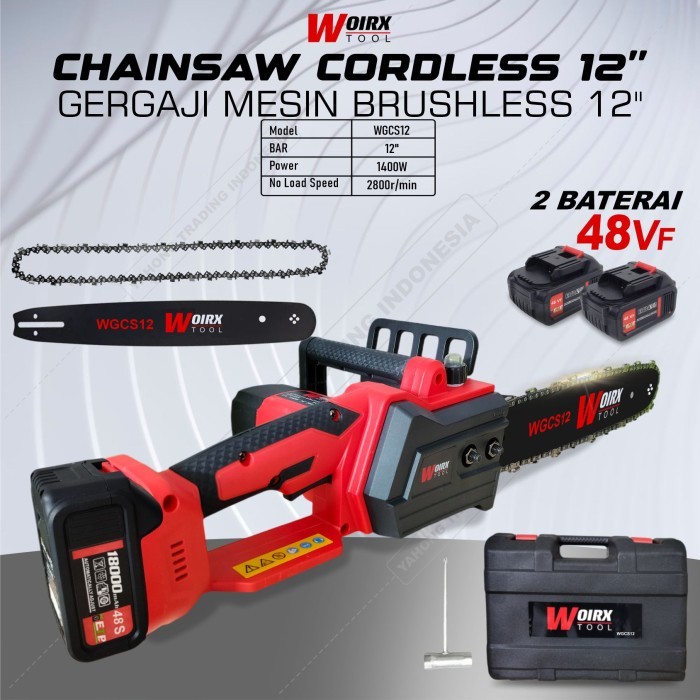 Jual Gergaji Mesin Chainsaw Rantai Cordless Brushless Gergaji Kayu 12 ...
