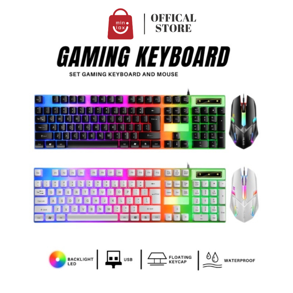 Jual keyboard gaming and mouse set mechanical rgb led combo kable ...