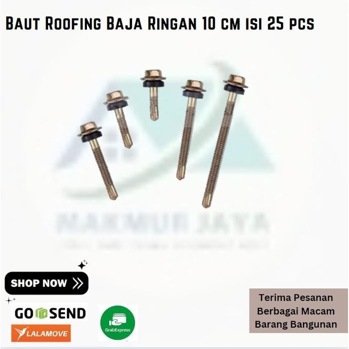 Jual Baut Roofing Baja Ringan 10 cm isi 25 pcs | Shopee Indonesia