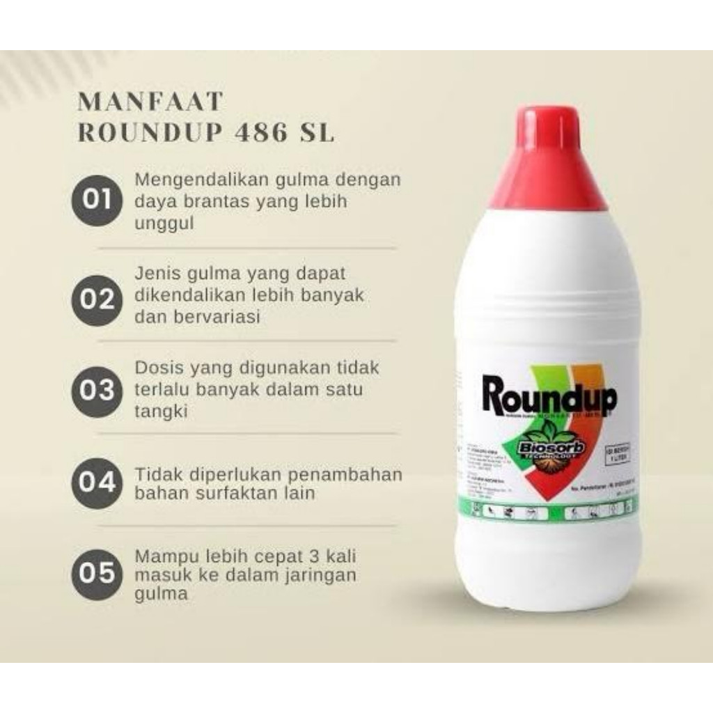 Jual Roundup 1 liter original pembasmi rumput liar, gulma, alang-alang ...