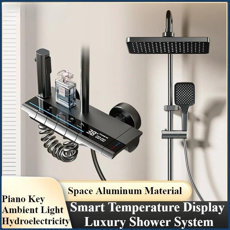 Jual Smart Temperature Digital Display Shower Set Bathroom Wall Mounted ...