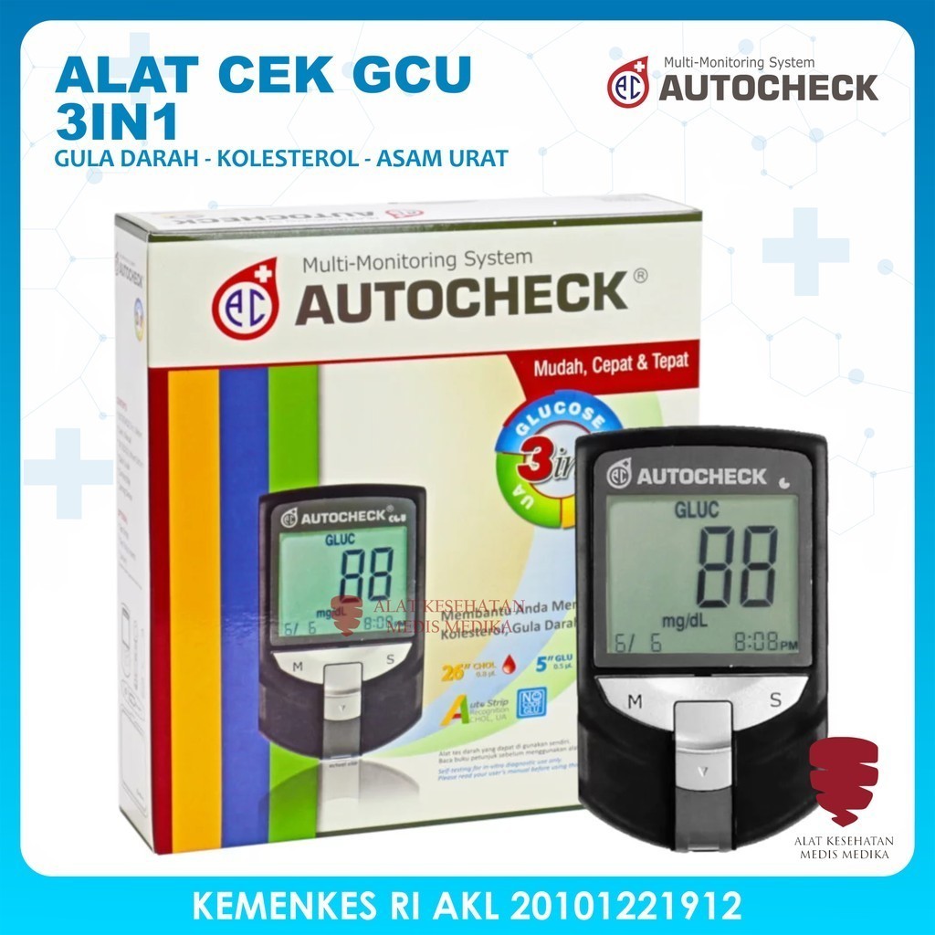 Jual Alat Autocheck GCU Multi-monitoring Cek Gula Kolesterol Asam Urat ...