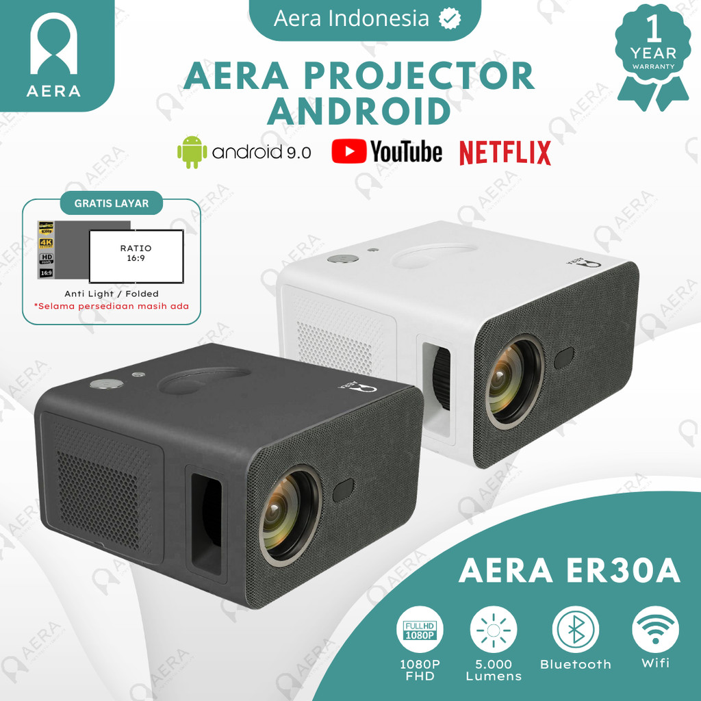 Jual AERA Proyektor ER30A Android 5000 Lumens RAM 1 / 8 GB 1080P Full ...