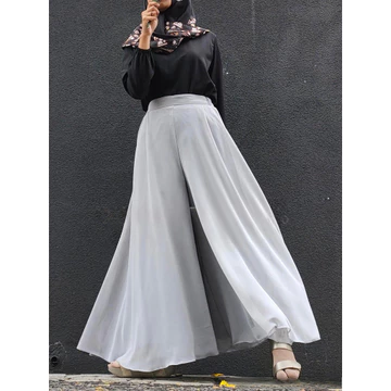 Celana Kulot Wanita Panjang Payung Jumbo Full Puring Ceruty Pakaian Bawahan Fashion Muslim