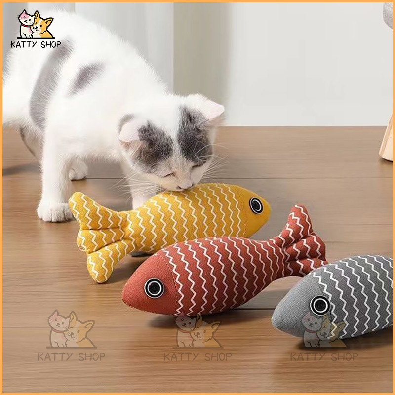 Jual Mainan Kucing Catnip Boneka Ikan Lucu dengan Catmint Fish Mainan ...
