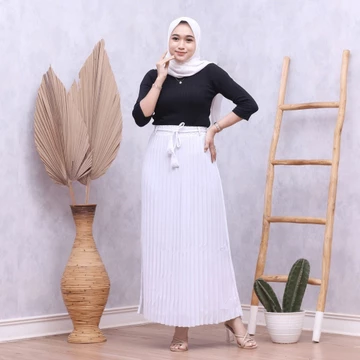 Rok Plisket Premium Prada JUMBO Rok Kualitas Import Crepe Koshibo Pleated Skirt