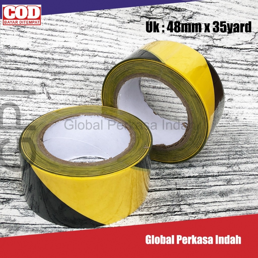 Jual 48mm x 35y Lakban Isolasi Police Line Garis Polisi Hitam Kuning ...