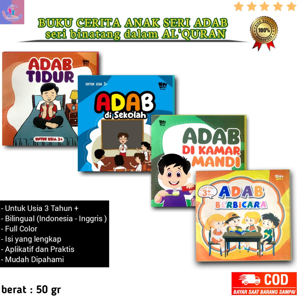 Jual Buku Cerita / Bergambar Islami Seri Adab / Buku Bilingual Usia 3 ...