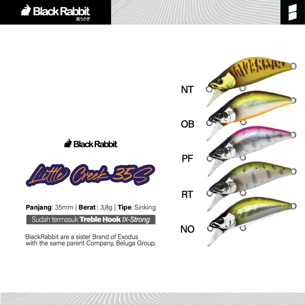 Jual LURE EXODUS BLACK RABBIT LITTLE CREEK 35S NO | Shopee Indonesia