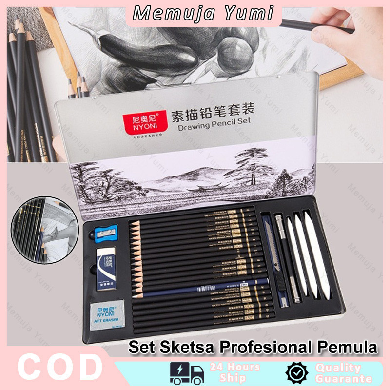 Jual NEW 29 Pcs Set Sketsa Gambar Sketsa Gambar Lengkap Set Pensil ...
