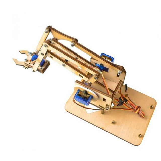 Jual ARDUINO DIY 4DOF WOODEN WOOD ROBOTICS ROBOT ARM KIT + SG90 ...