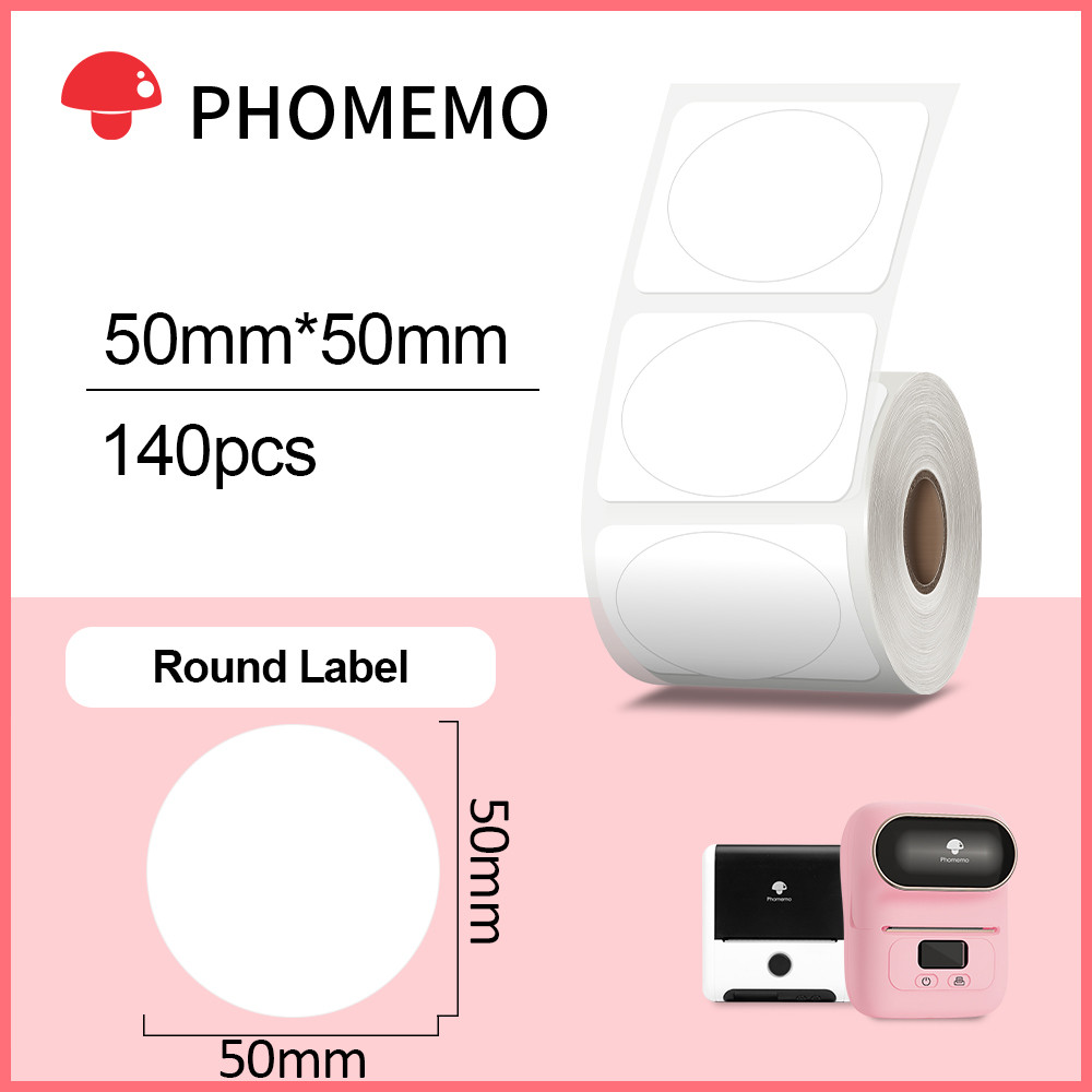 Jual Phomemo White Round Self-adhesive Thermal Label Sticker Waterproof ...