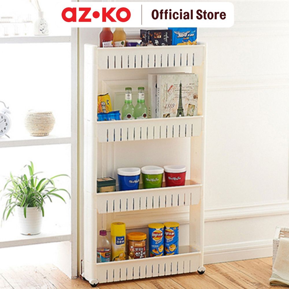 Jual AZKO Stora 54X13X103 cm Rak Troli Slim 4 Tingkat - Putih Tempat ...